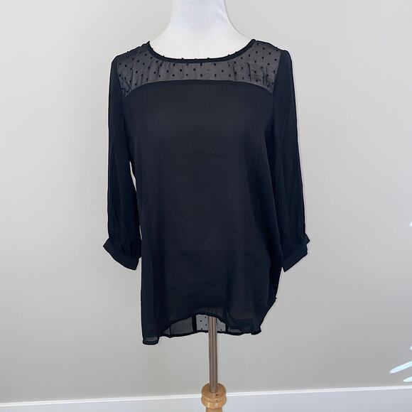Tara Jarmon Blouse Black Sheer L/S  size 3 (M/L) NWT - Picture 1 of 6